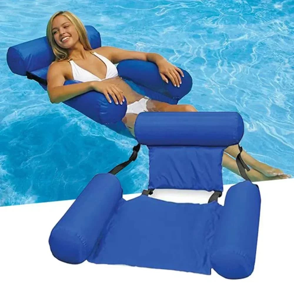 Foldable floating hammock for water, floating cot, inflatable pool mattress, floating reclining bed, air mattress for swimming, pool accessories