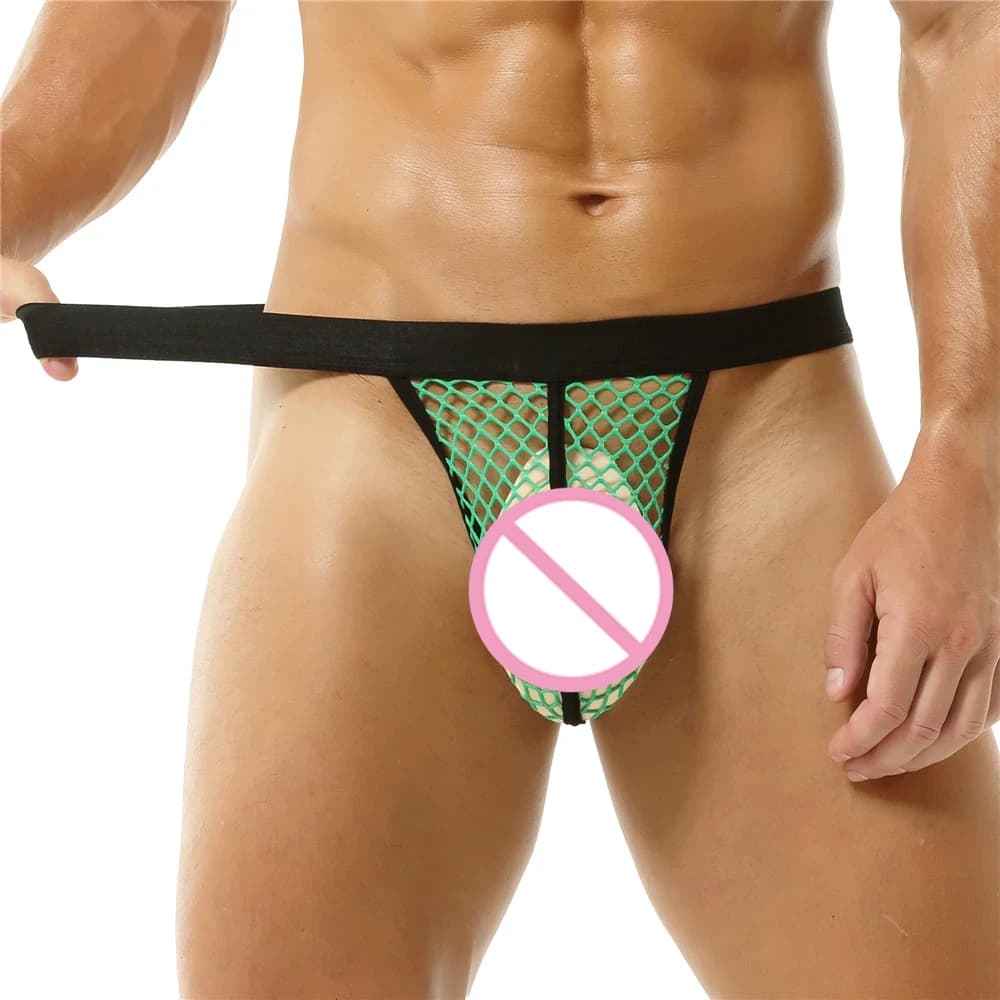 Perizoma a Rete Trasparente da Uomo a Vita Bassa, Sexy, in Cinque Colori, per Discoteca e Feste, Intimo Attillato e Provocante, Boxer con Tasca di Espansione, Perizoma Erotico