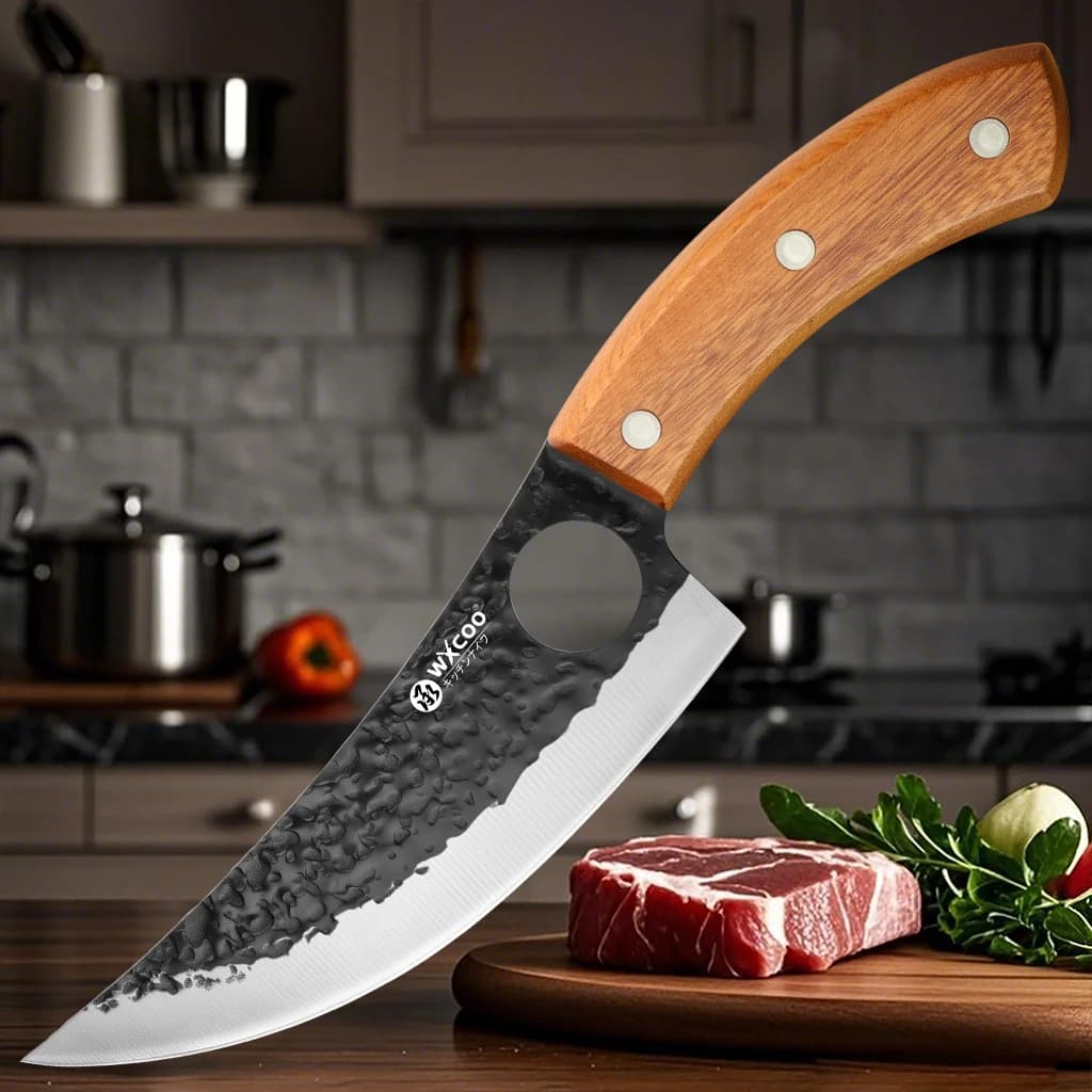 Coltello da Chef WXCOO Forgiato per Cucina, Carne, Pesce, Frutta, Sfilettatura, Taglio Ossa, Coltello da Macellaio Professionale