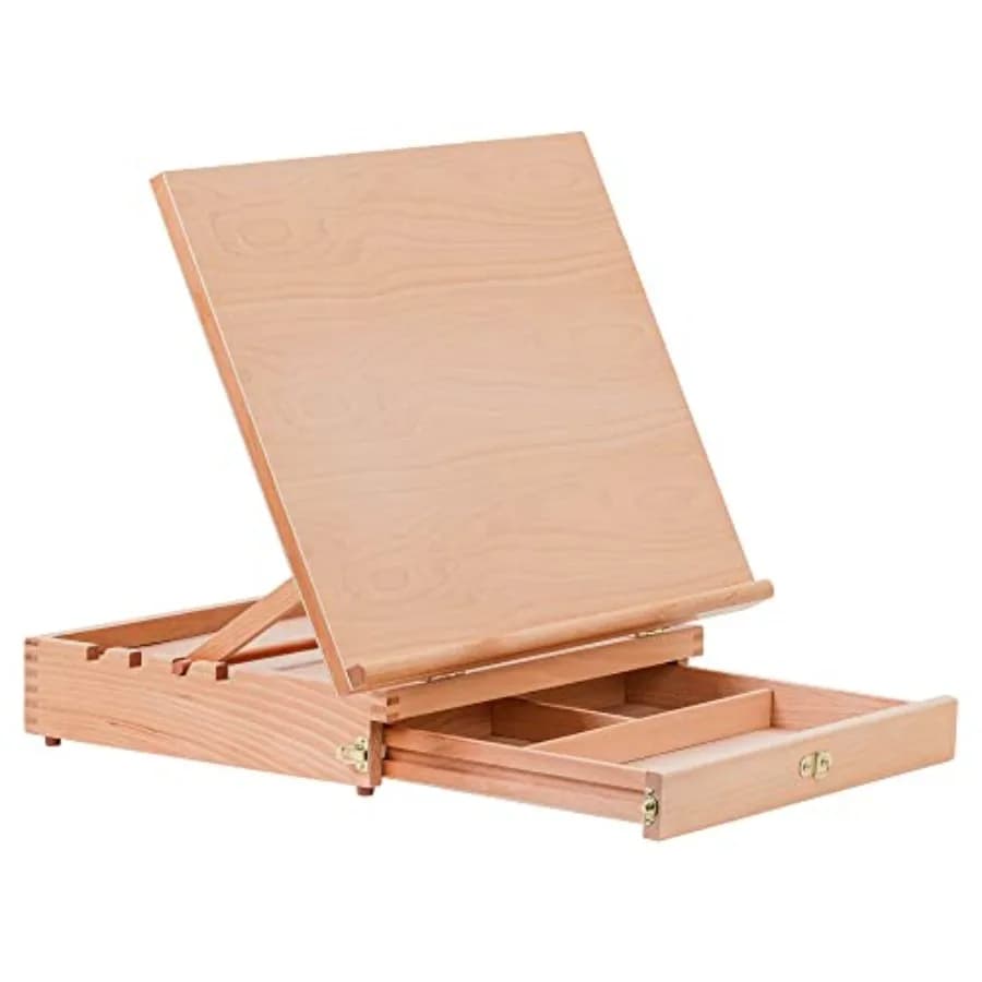 Grande tavolo da disegno in legno da 20-1/2" x 16", cavalletto da tavolo regolabile per pittura e disegno - Tavolo da disegno con 5 angolazioni, T
