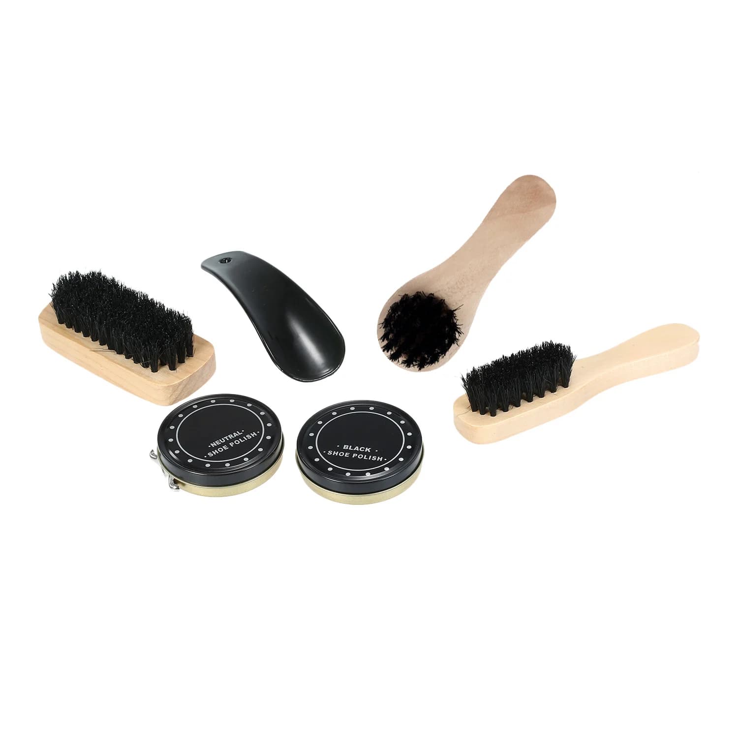 Kit per la cura delle scarpe da 8 pezzi, kit per lucidare le scarpe, kit per la cura delle calzature, spazzole per lucidare nere e neutre per stivali, scarpe e sneakers 1