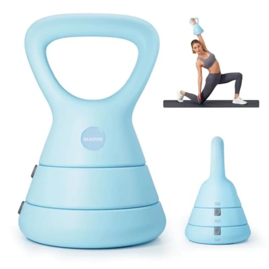 5lb, 9lb, 15lb Adjustable Kettlebell Set with Ergonomic Handle Larga for Home Gym, Ideal for Total Body Training and Strength Enhancement