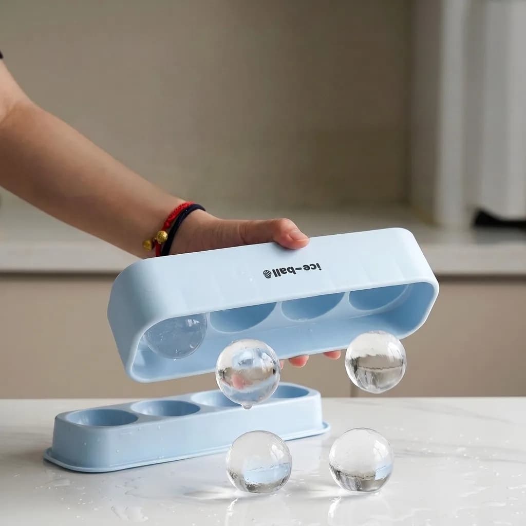 Stampo per Sfere di Ghiaccio a 2/4 Scomparti, Vassoio Riutilizzabile per Cubetti di Ghiaccio Rotondi con Coperchio, per Bevande Estive, Whisky, Raffreddatori di Ghiaccio, Utensili da Cucina e Bar
