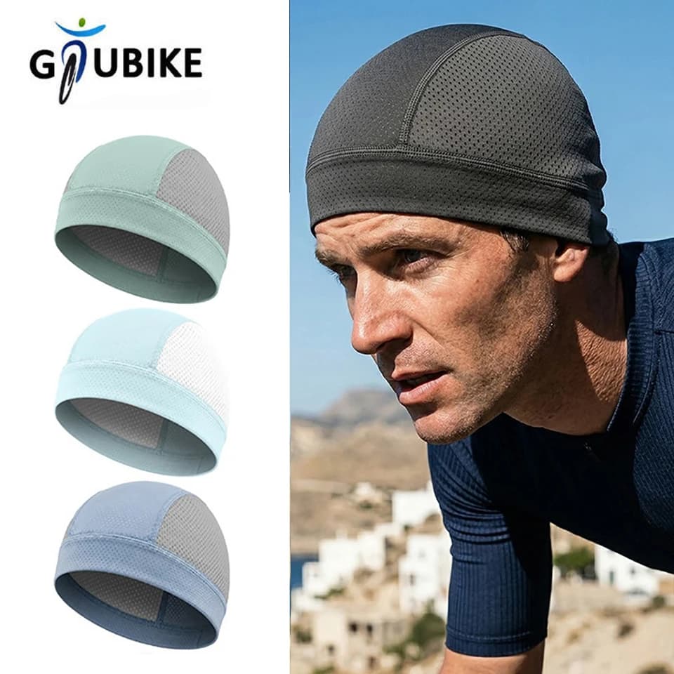GTUBIKE Cappellino da Ciclismo Traspirante, Assorbente e ad Asciugatura Rapida, Elastico per Corsa, Escursionismo, Moto, Sottocasco Sottile