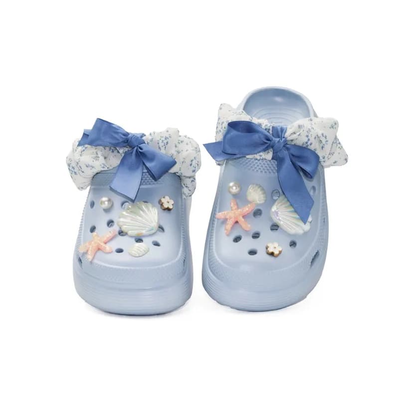 Zoccoli con Piattaforma EVA a Forma di Conchiglia e Stella Marina Azzurra per Donne, Ergonomici Antiscivolo Resistenti all'Usura Leggeri, Scarpe Casual Estive da Spiaggia