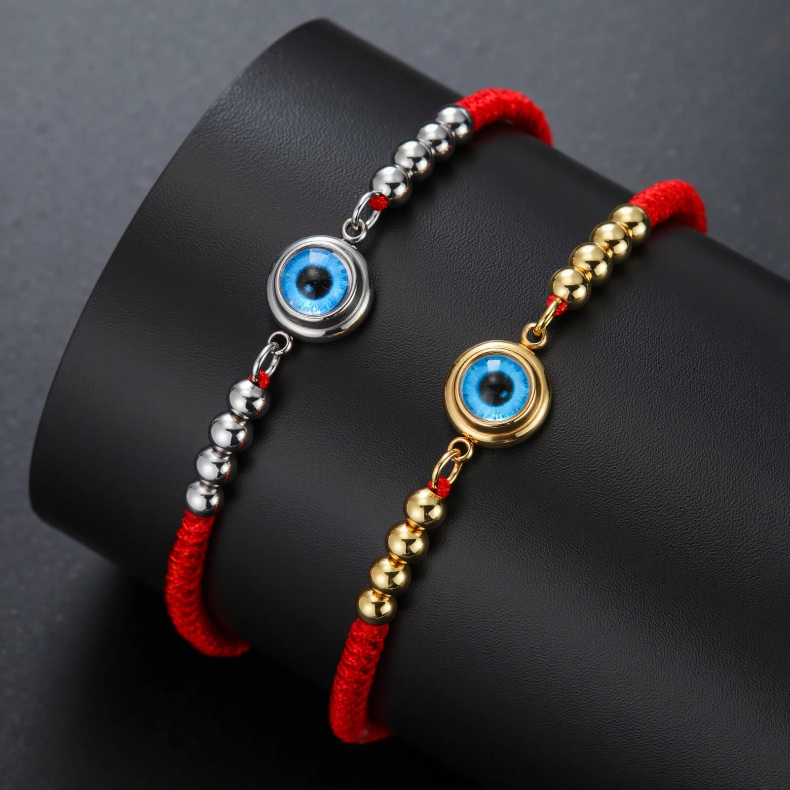 Braccialetti My Shape Evil Eye per uomo donna Bracciale con ciondoli in acciaio inossidabile regolabile intrecciato portafortuna rosso nero corda gioielli amuleto