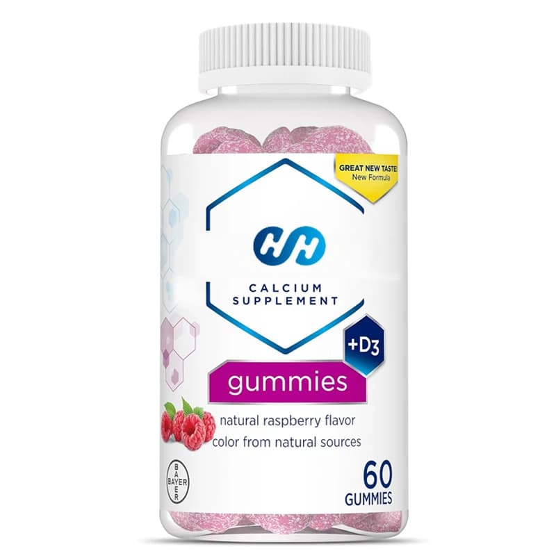 Calcium supplement in Gommose, Contains Vitamin D3 to Support Bones Health, Raspberry Natural Taste, 60 Capsules