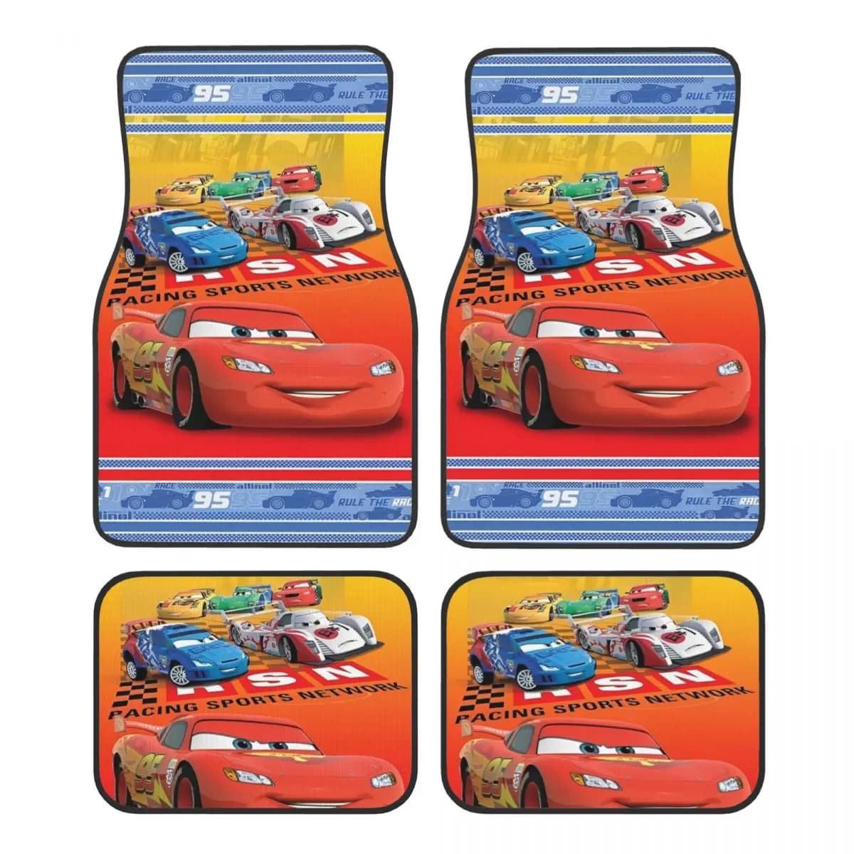 Tappetini per auto Lightning Mcqueen Car 95 Set di 4 tappetini per auto antiscivolo universali adatti per furgoni SUV