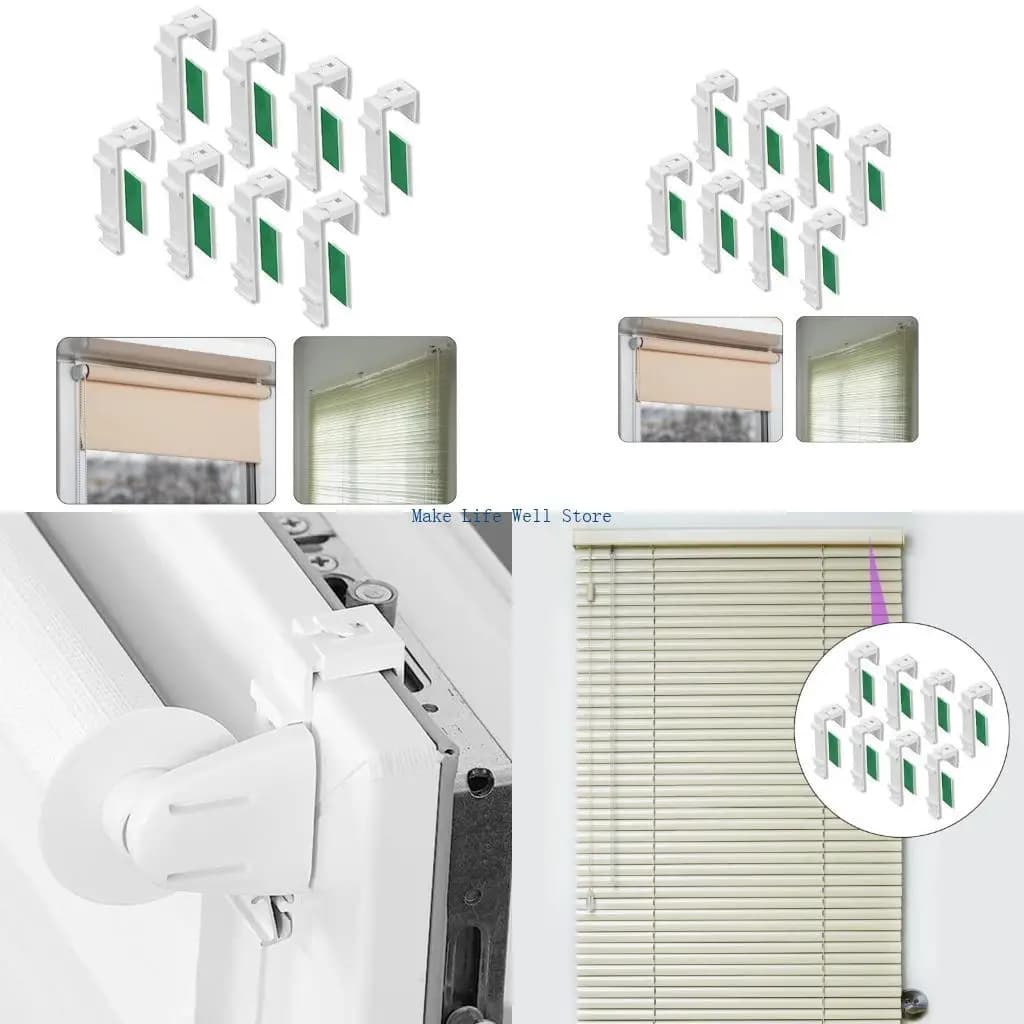SET 8 clamps for blind roller blind brackets fixing with adhesive without drilling not
