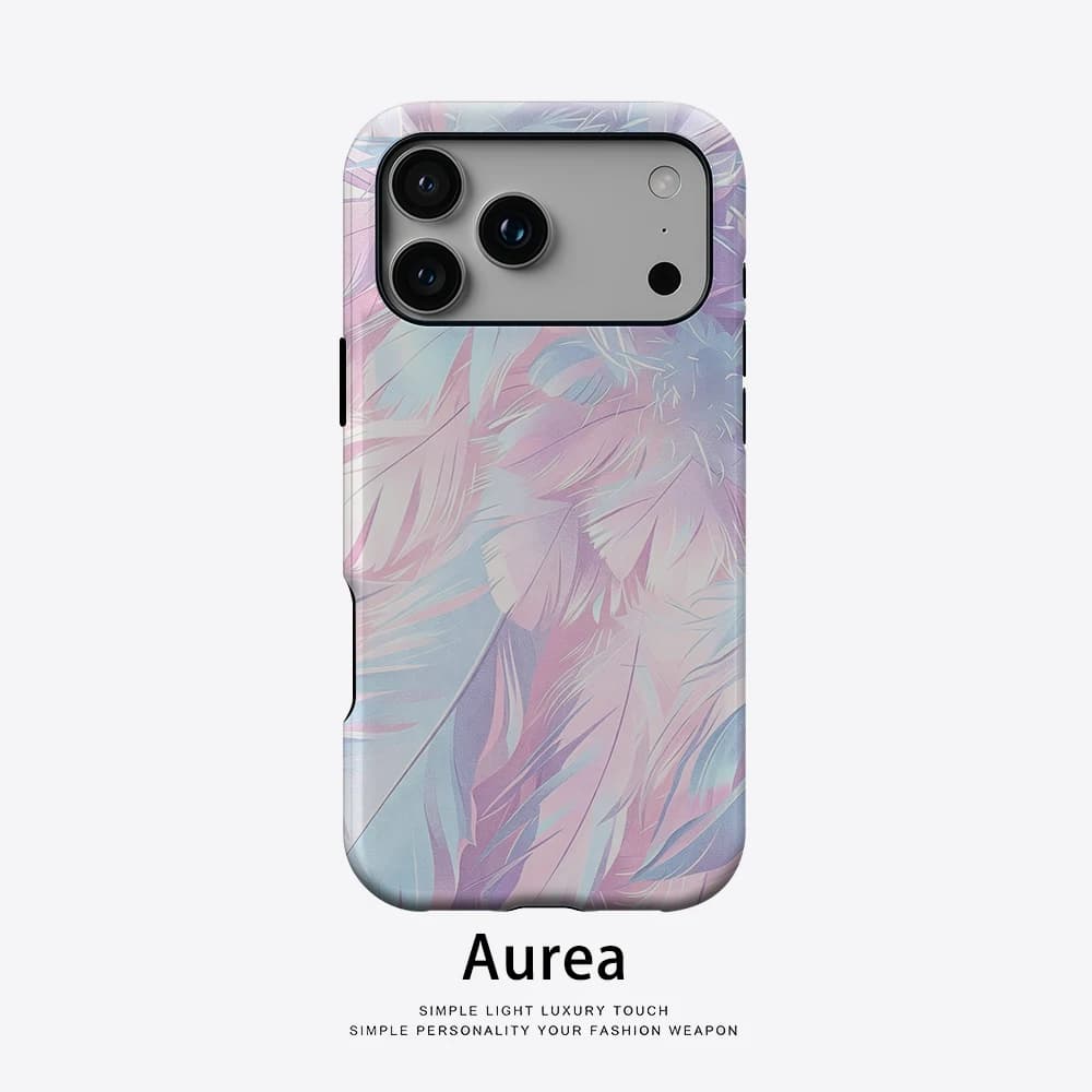 Aurea case Matte Bumper For Magsafe Case For iPhone 17 16 15 14 Plus 13 Pro Max Shockproof Hard PC Pastel Feather Dream Cover