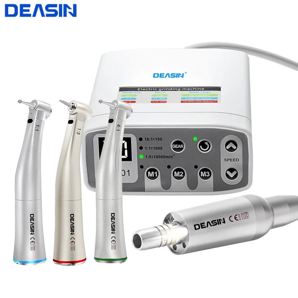 DEASIN Dental Clinical Brushless LED Electric Micromotor Work With 1:5 1:1 16:1 LED Contra Angle Dentist Low Speed Handpiece