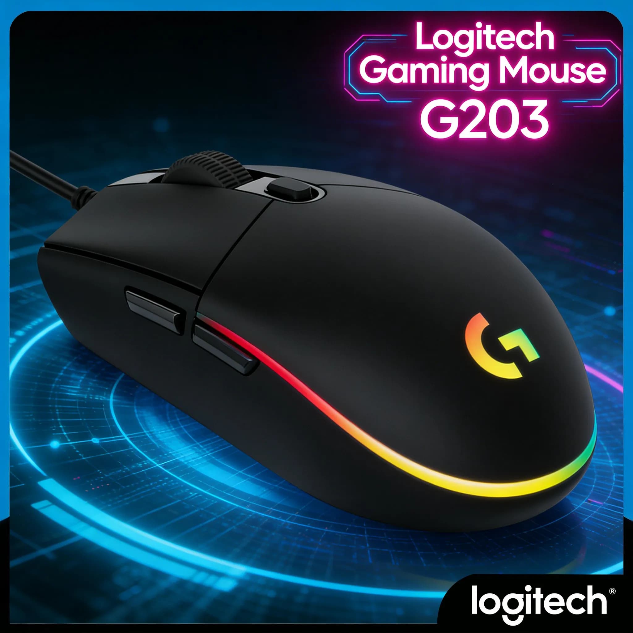 Logitech G203 Gaming Mouse with LIGHTSYNC RGB Lighting, Perfect for an Extensive Desktop Setup