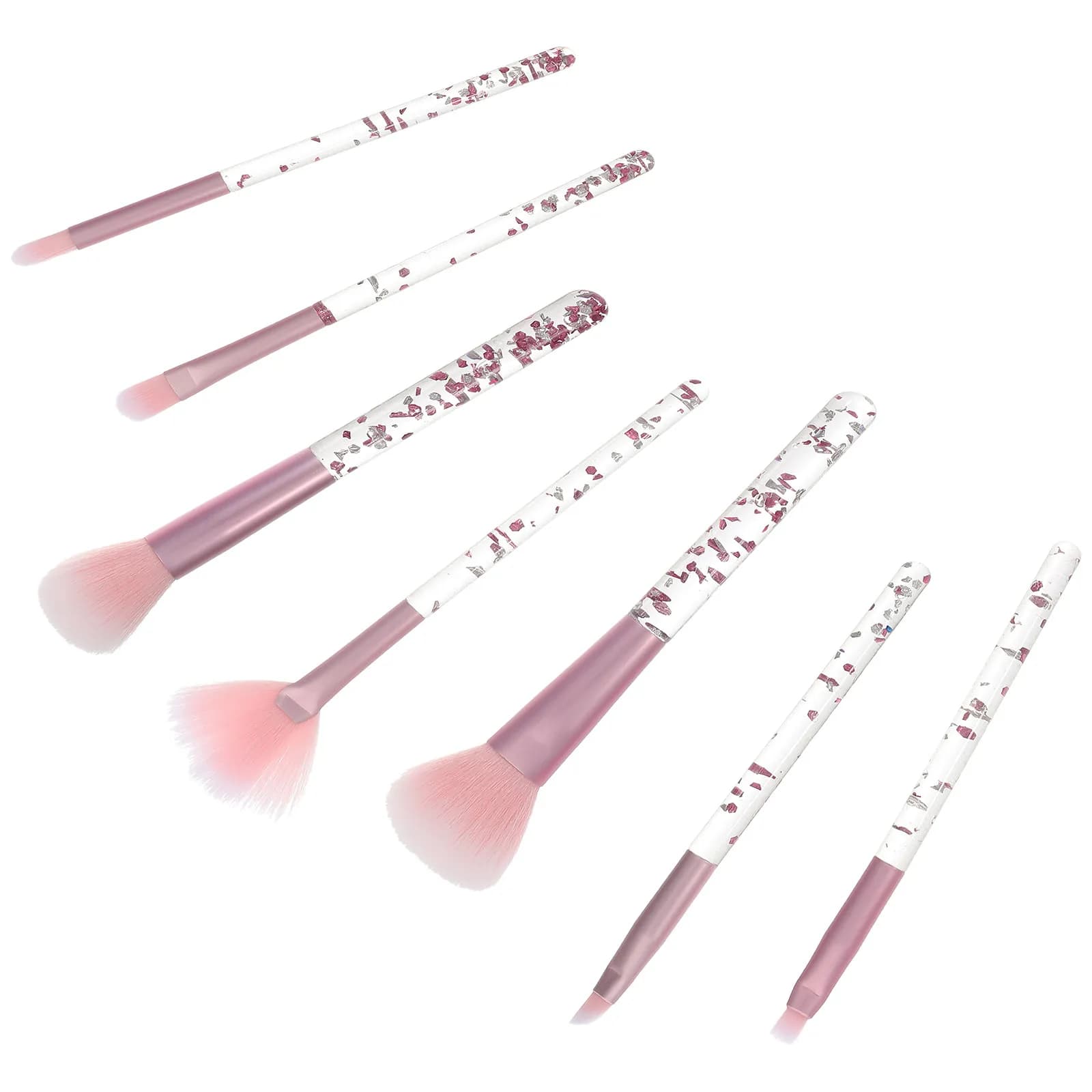 Set di 7 Pennelli da Trucco Professionali per Occhi, Kit per Sfumare Ombretto, Correttore e Applicazione Viso, Ideale per Viaggi