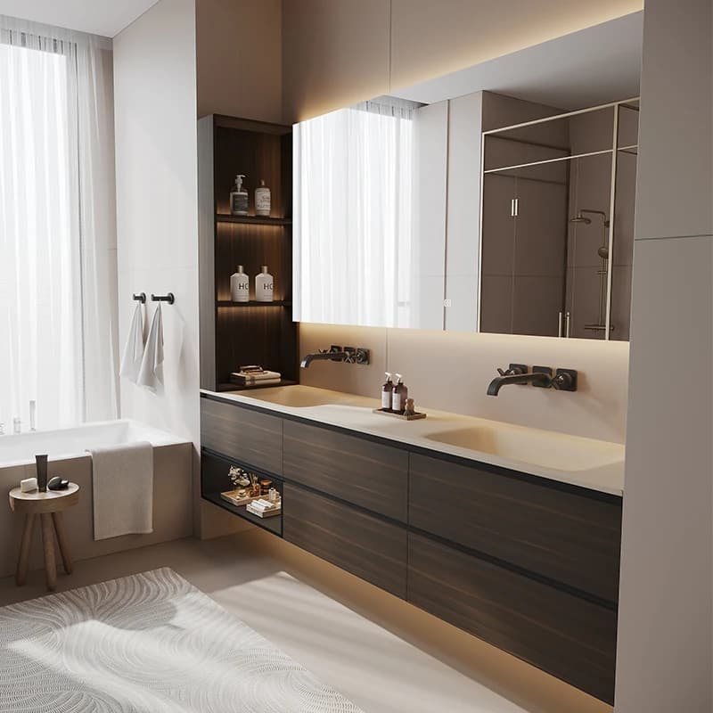 Modern Italian bathroom cabinet combination new hot bending integrated basin toilet washbasin hand wash table bathroom cabinet