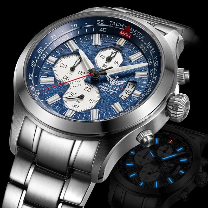 Yelang Men's Watch Three Eyes Six Needles Quartz watch Japan OS00 Movement 100M Professional Water Watch Waterproof Reljo