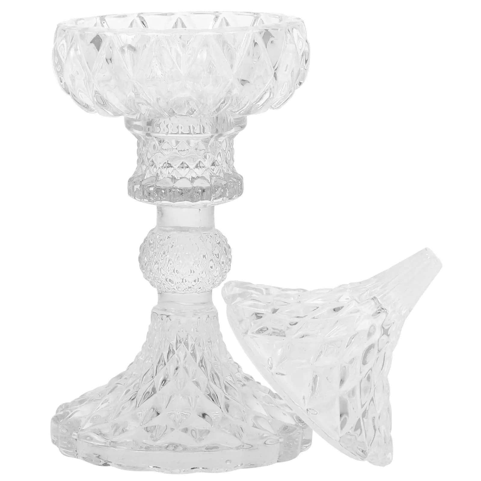 Vaso in vetro goffrato europeo con piede per gioielli, dessert, frutta, piatto da degustazione, vassoio per frutta secca, porta caramelle, porta snack
