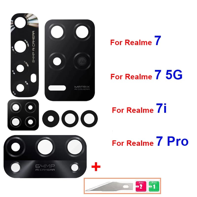 Obiettivo posteriore in vetro per fotocamera posteriore per OPPO Realme 7 7Pro 7i 7 5G obiettivo per fotocamera posteriore con parti di ricambio adesive