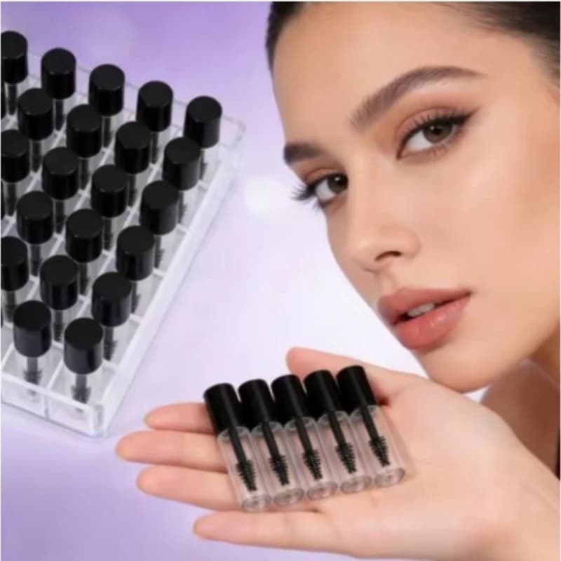 5/2/1 Pezzi Mini Tubetti Vuoti per Mascara e Applicatore per Olio di Ricino, Contenitore per Campioni di Olio per la Crescita delle Ciglia, Flacone Campione