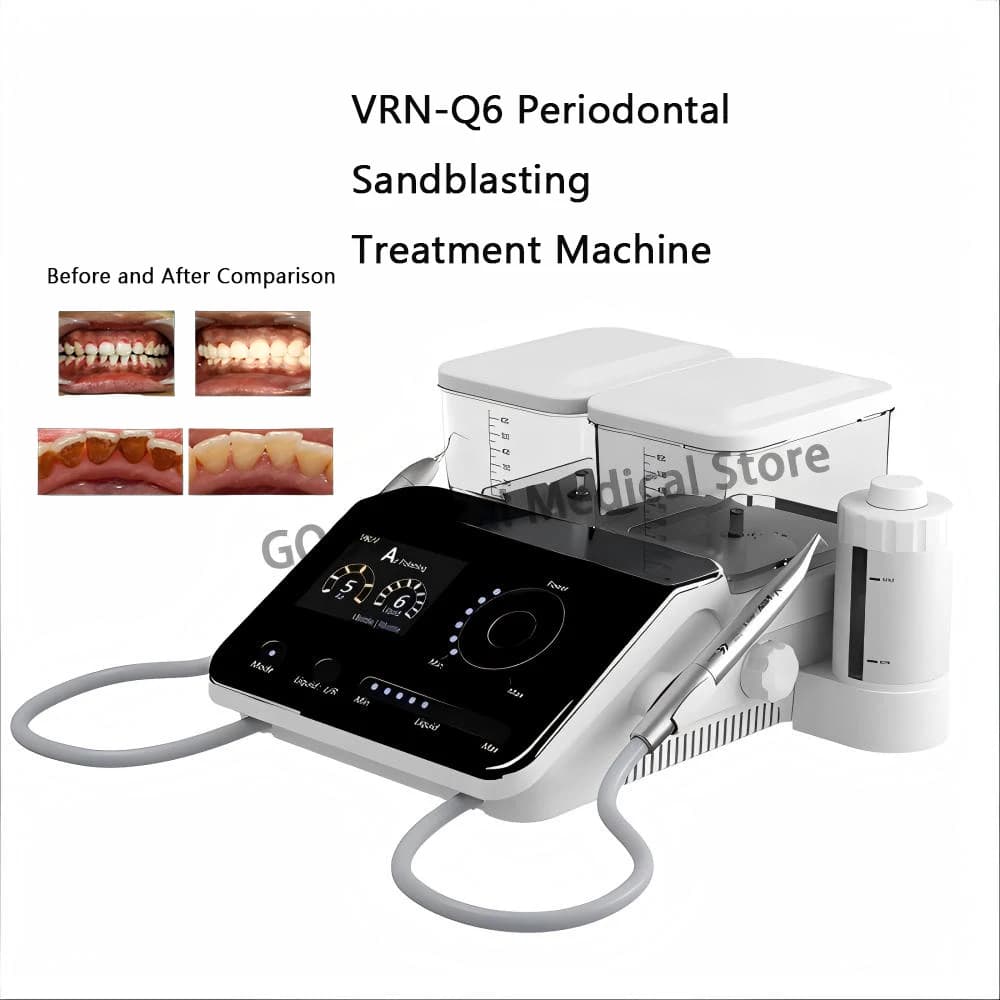 VRN Dentale 6 In 1 Sabbiatrice Ad Ultrasuoni Pannello Touch Intelligente Lucidatore Ad Aria Multifunzionale Sbiancamento Dei Denti Spray Sabbiatura Pistola