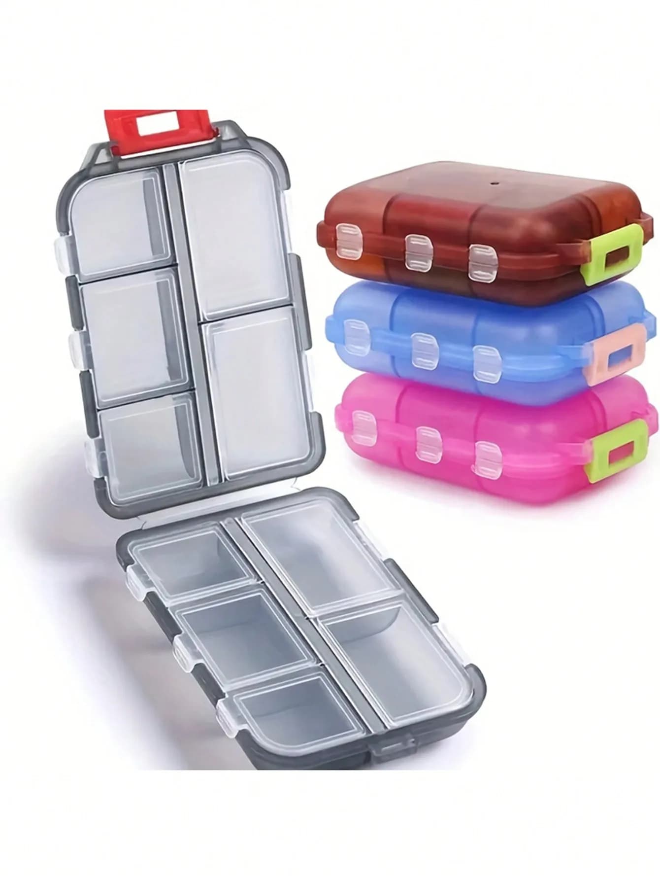 Mini portapillole da viaggio settimanale portatile da 3 pezzi/1 scatola, organizer compatto da tasca adatto per portafoglio, vitamine, olio di pesce, contenitore con scomparti