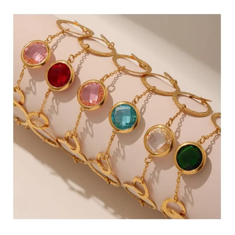 Bracciale ad anello con pietre di vetro trasparenti e brillanti Seattle, design di nicchia, gioielli da donna