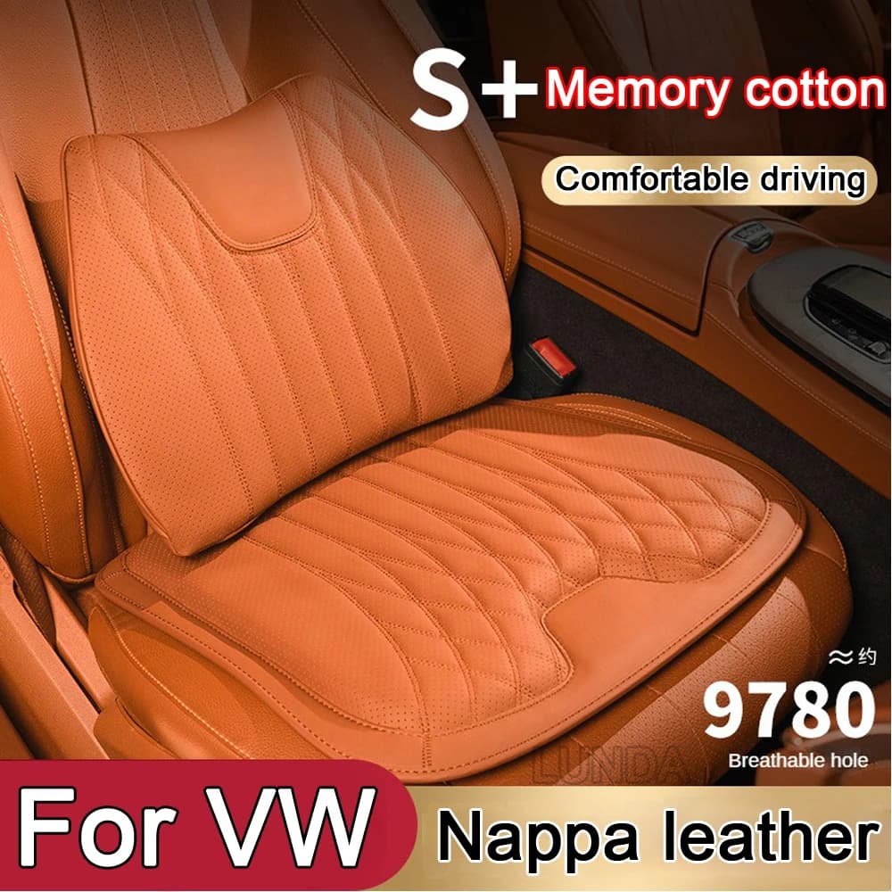 Nuovo modello Coprisedile per auto Cuscino per sedile in pelle Cuscino di supporto lombare per auto per VW Golf 7 MK7 Tiguan MK2 MK4 Golf Polo Tiguan Passat