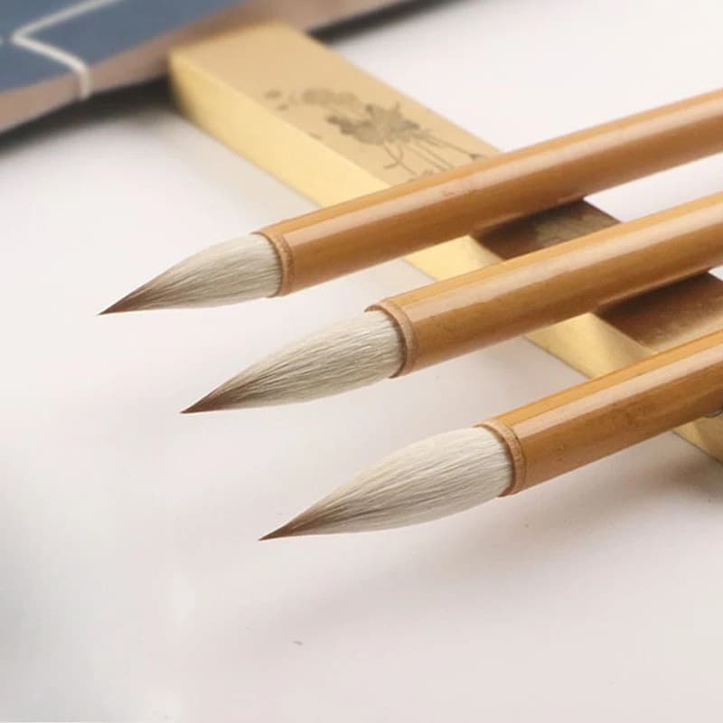 Clear Wind Wolf and Goat Hybrid Hair Brush Set for Calligraphy Creation, Manuscript Copying, and Small Seal Script Writing