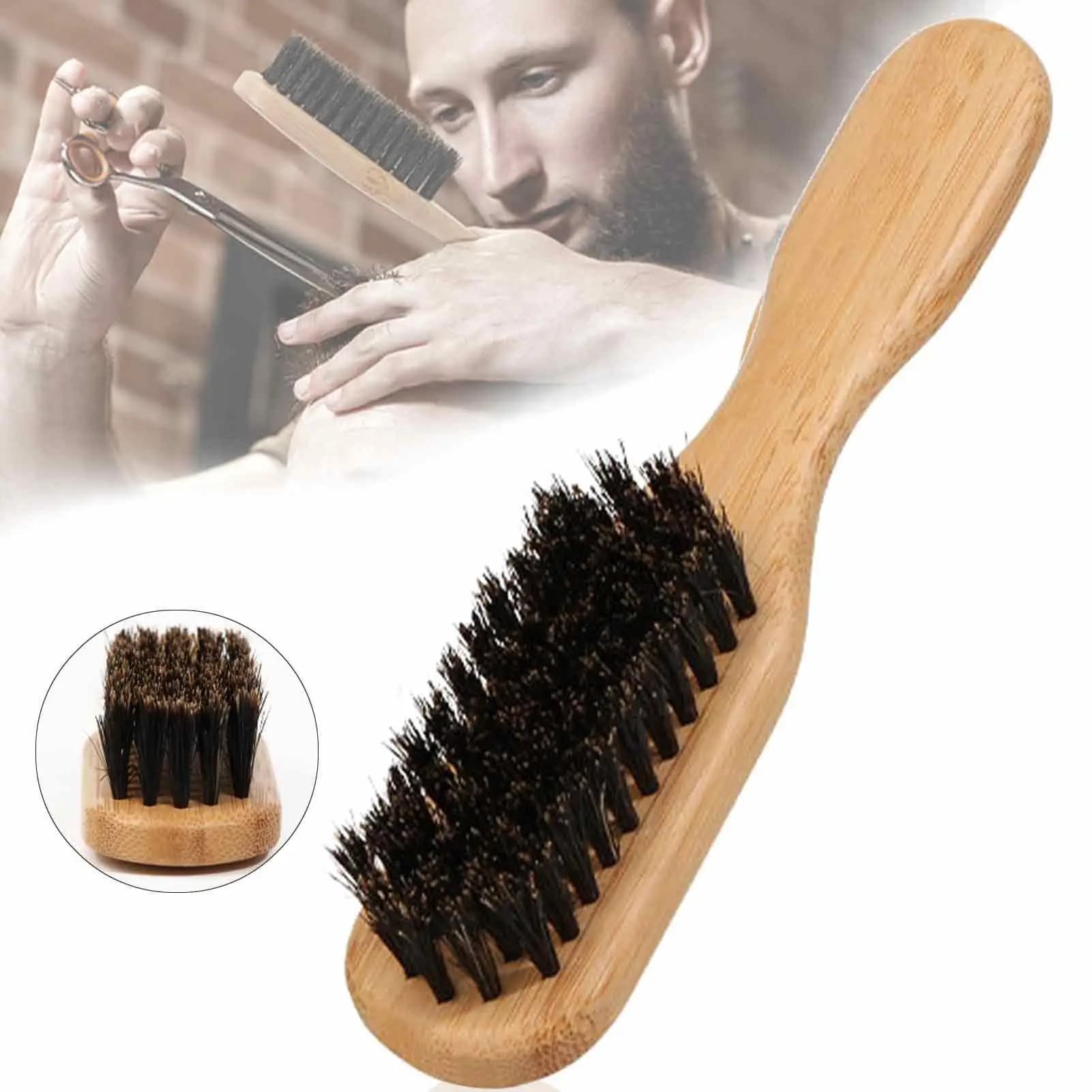 Spazzola per la pulizia con setole di cinghiale e manico in legno, spazzola per barba antistatica, pettine per lo styling dei capelli da barbiere, strumenti per la rasatura e la cura della baffiera