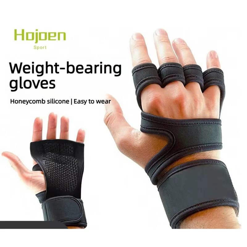 Half Finger Weight Lifting Gloves 1 Pair Non‑Slip Silicone Gym Gloves with Wrist Support for Pull‑ups Training Men Women