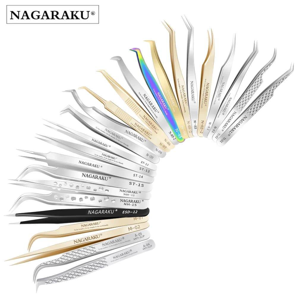 NAGARAKU Grips for extension eyelashes Makeup Stainless Steel Eyelashes Accurate 3D Clip