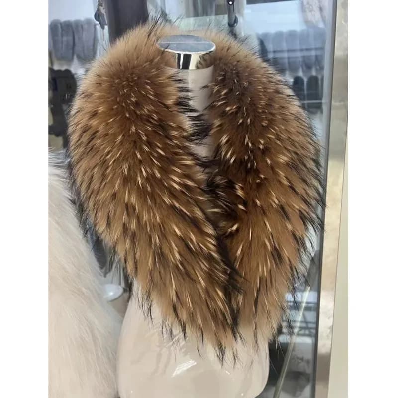 Collo in pelliccia di procione Donna Collo in pelliccia invernale Cappotto Giacca Scialle Donna Collo in pelliccia pelosa Sciarpe Scaldacollo Sciarpe in pelliccia naturale