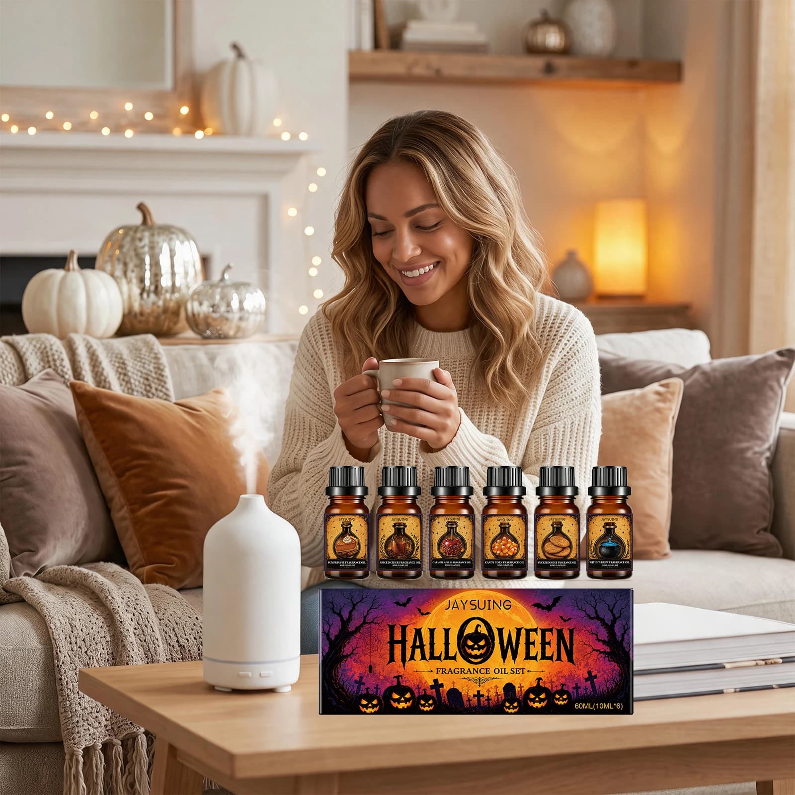 Halloween Fragrance Essential Oil Set Holiday Scent Natural Home Aroma Diffuser Gift Kit for Party DIY Candle Soap Making