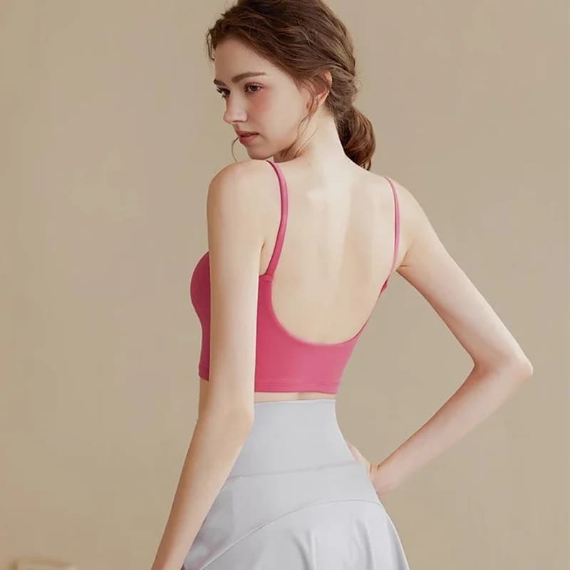 Women High End Sports Bra Gym Camisole Fixed Pad Push Up Sports Underwear Strapless Beauty Back Training Fitness Bra Yoga Bra