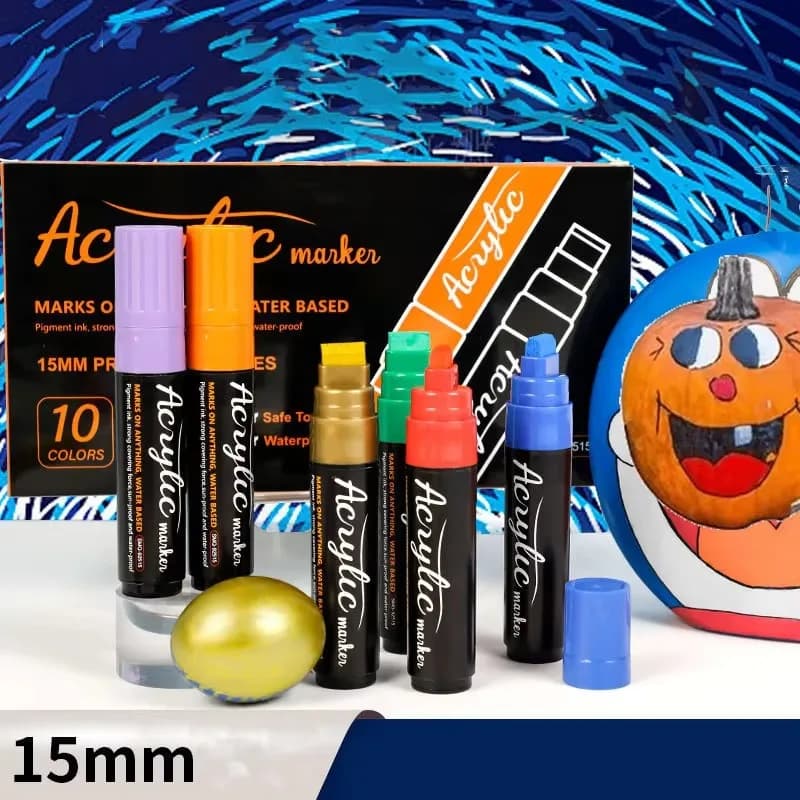 Set di pennarelli per vernice acrilica Jumbo 15/10mm da 10/12 colori, punte a scalpello extra larghe Pittura su roccia Graffitti POP Pubblicità Penne artistiche