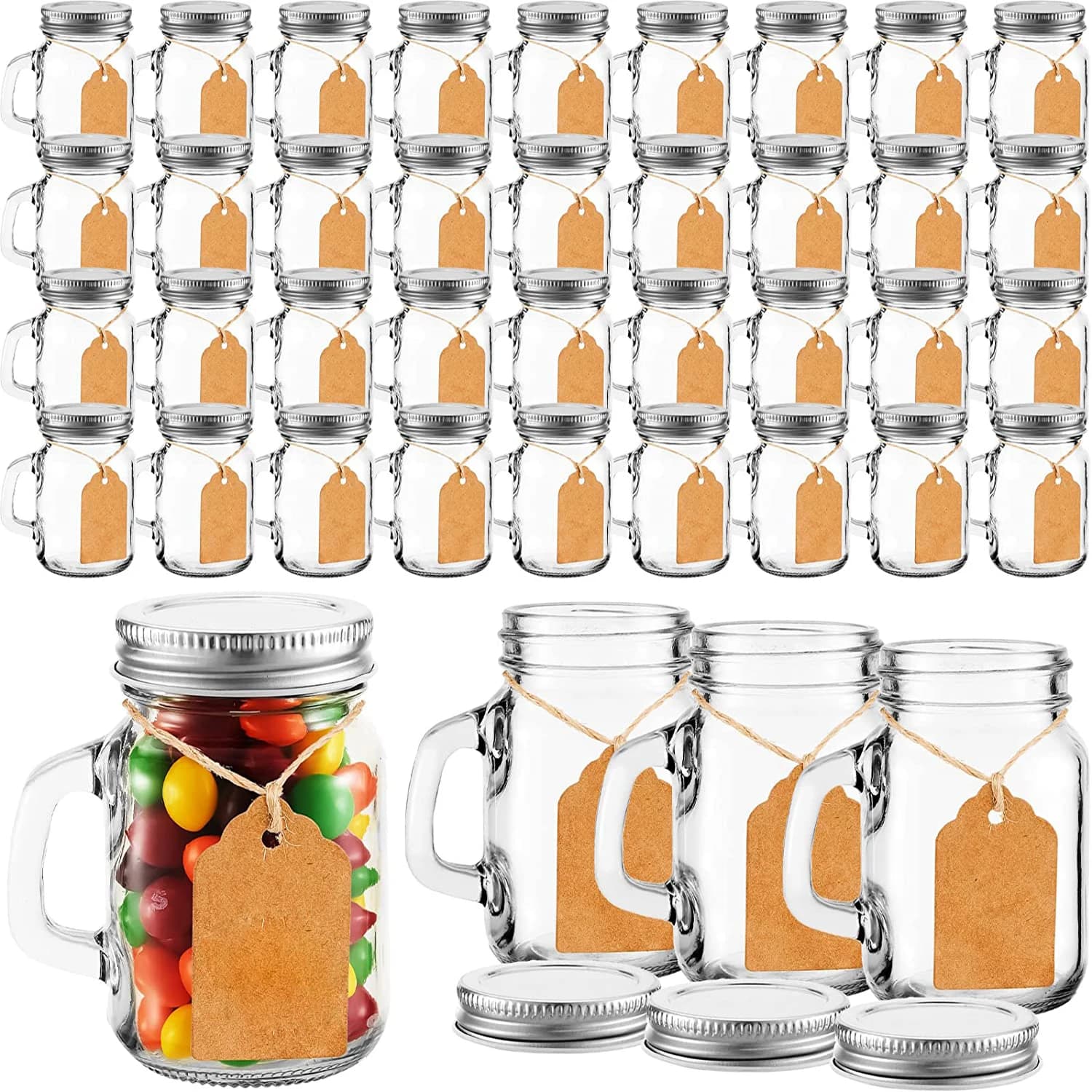 120ml Mini Mason Jar Tazze Tazze Spago Piccolo vetro Contenitori per alimenti Spezie Bomboniere fai da te Artigianato per matrimoni Decorazioni per feste