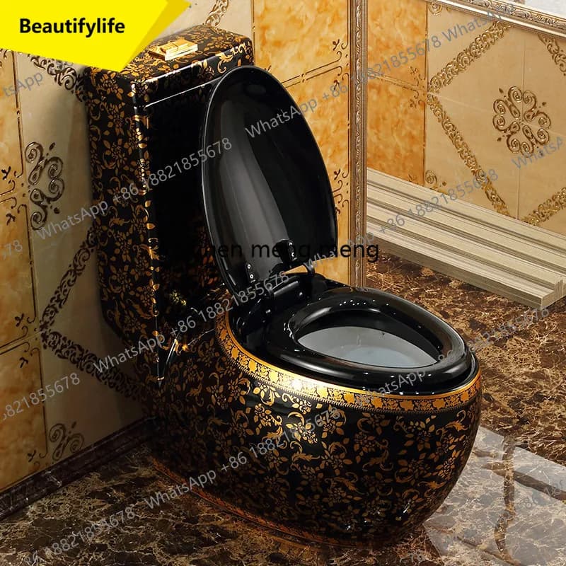 X188 WC neoclassico europeo dorato, WC domestico creativo e personalizzato, WC a risparmio idrico colorato