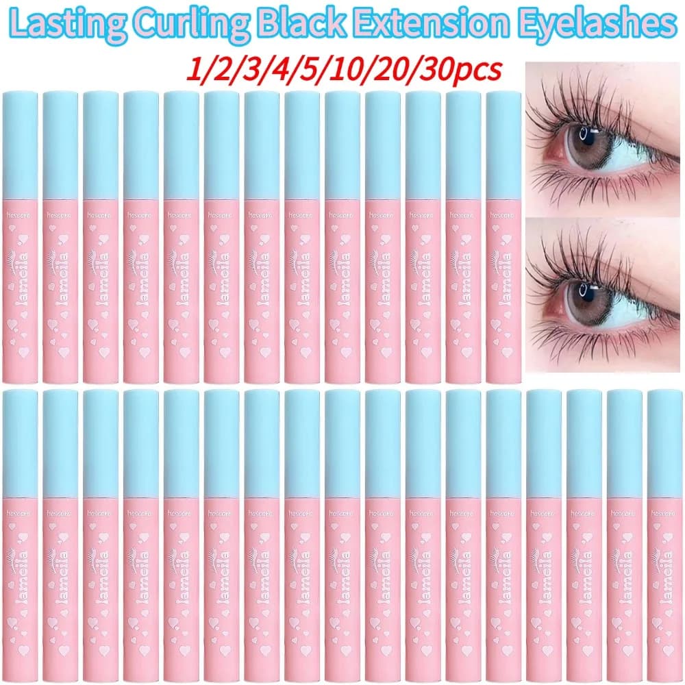 Pink Blue Tube 3D Mascara Fiber Lashes Thick Lengthening Lasting Curling Black Extension Eyelashes Ultra-Fine Brush Mascara