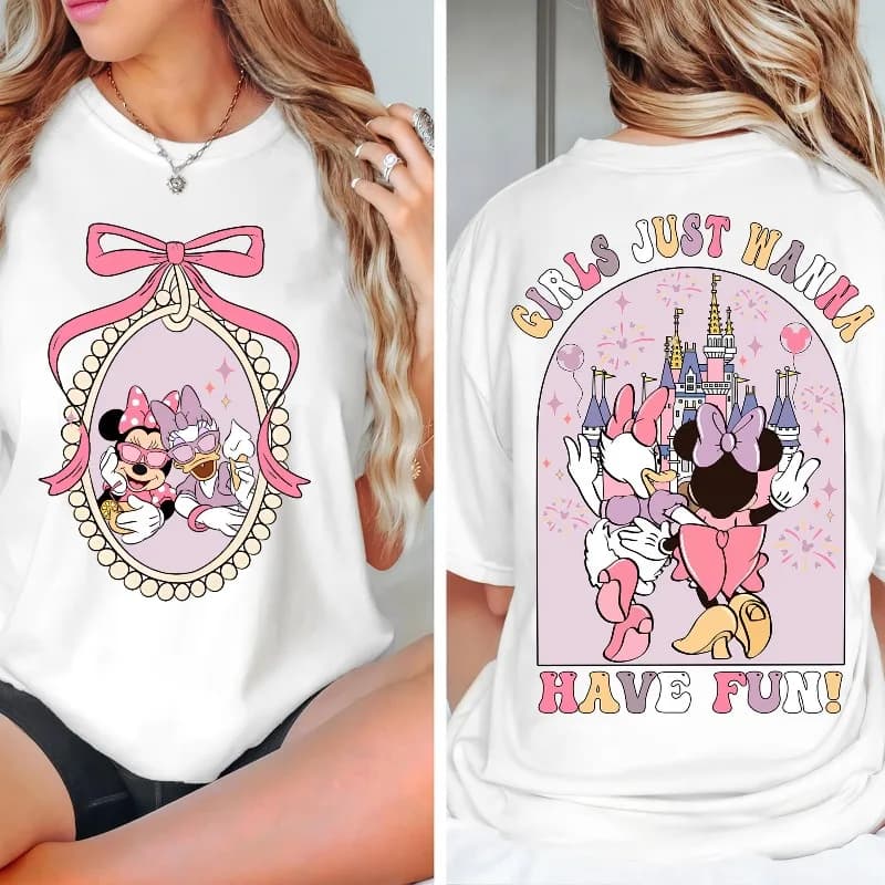 2026 Summer Hot Selling Casual Mickey Minnie Fun Bow Comfortable Cotton T-shirt Adults Children Parent Child Couple Sportswear