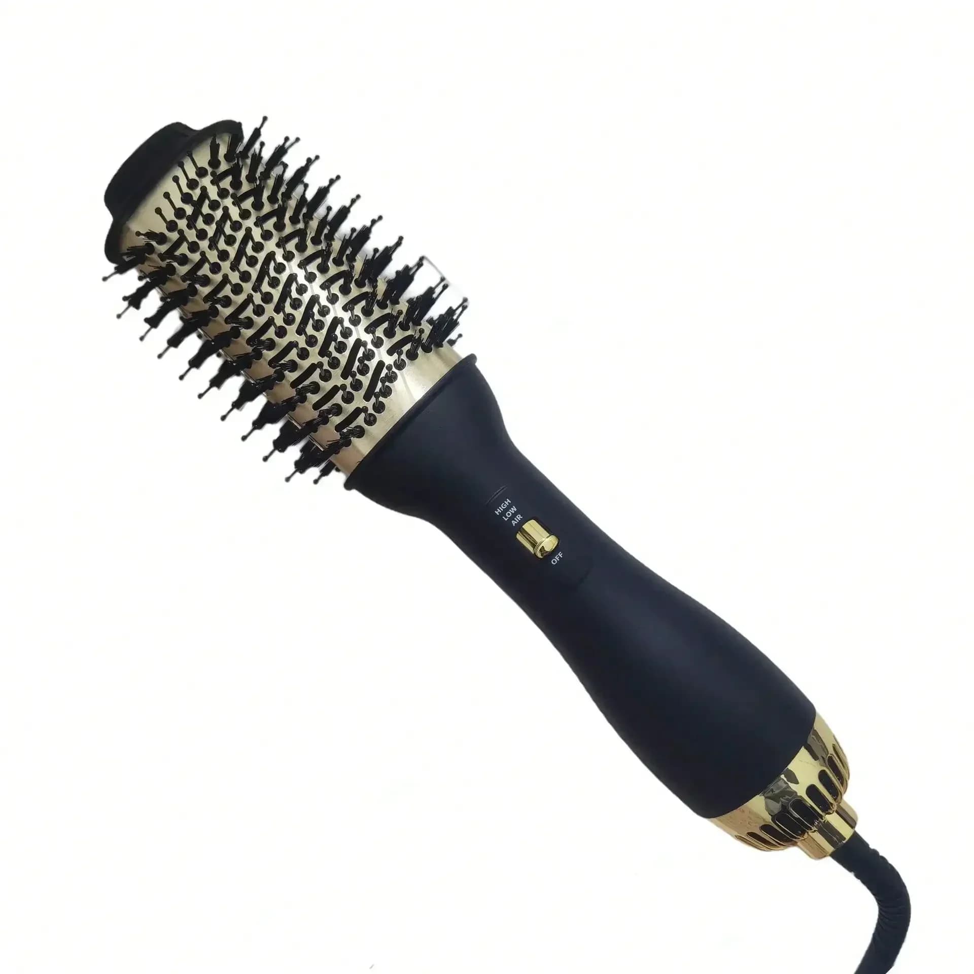 New 3-In-1 Hot Air Comb Roll Straight Dual-Purpose Negative Ion Blowing Comb Electric Blowing Quick Styling Hair Straightening Comb