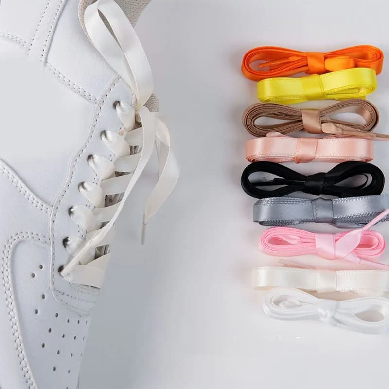 Luxury Satin Silk Ribbon Shoelaces Sneaker Kid Adult Casual Shoes Lace Canvas Shoestring 1CM Width 80/100/120/150CM Accessories