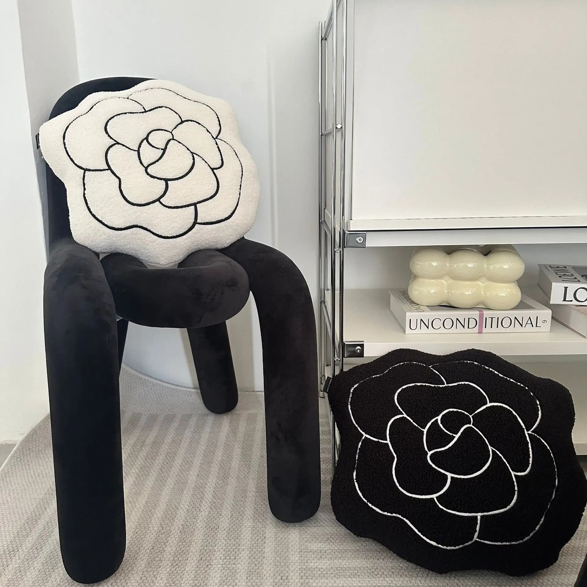 Cuscino in bianco e nero camelia cuscino divano bovindo crema decorazione della casa ornamenti