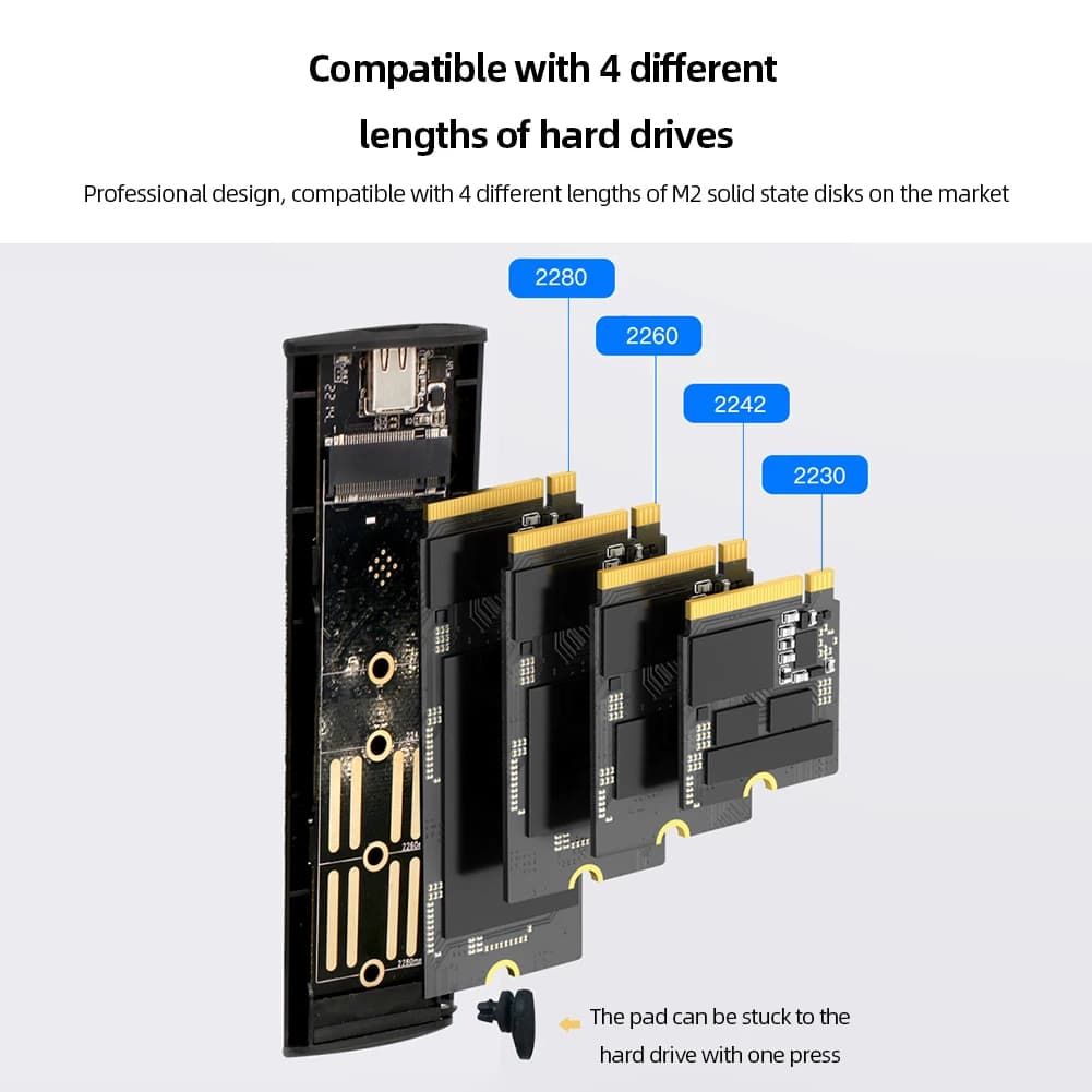 Adattatore SSD esterno da M.2 a USB Type C 3.1, supporto per Windows/macOS/Android/HarmonyOS, protocollo doppio NVMe/NGFF per SSD 2230-2280