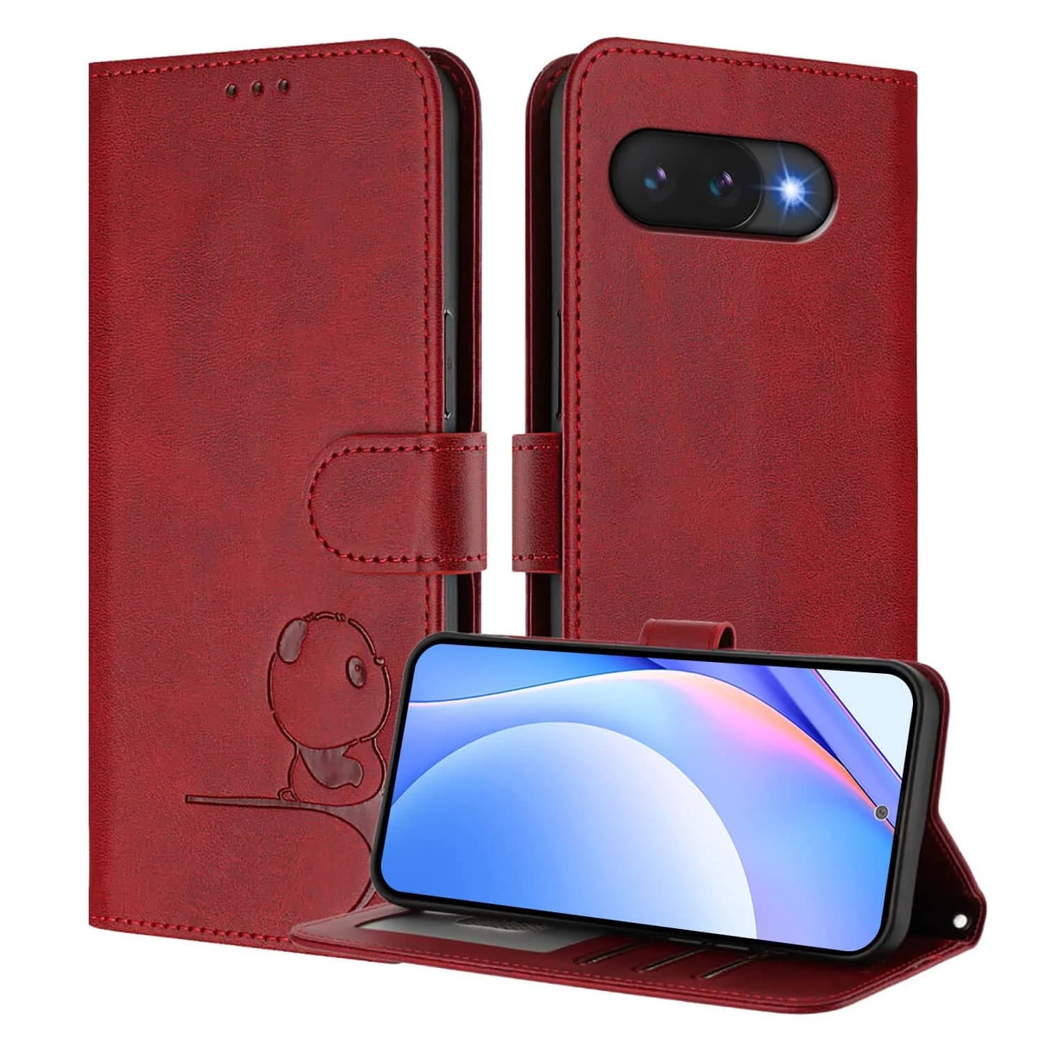 Custodia a Portafoglio WEFOR con Blocco RFID per Google Pixel 10A/9/8/7/6 Pro/5A/4A 5G, Design Panda, Porta Carte a Ribalta, per Donna e Uomo