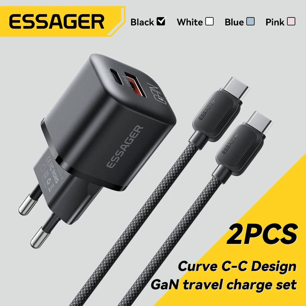 Essager 20W GaN USB Tipo C Caricatore PD Ricarica rapida per iPhone 15 14 13 12 Pro Max PD3.0 QC3.0 Tipo C Mini Caricatore per telefono cellulare