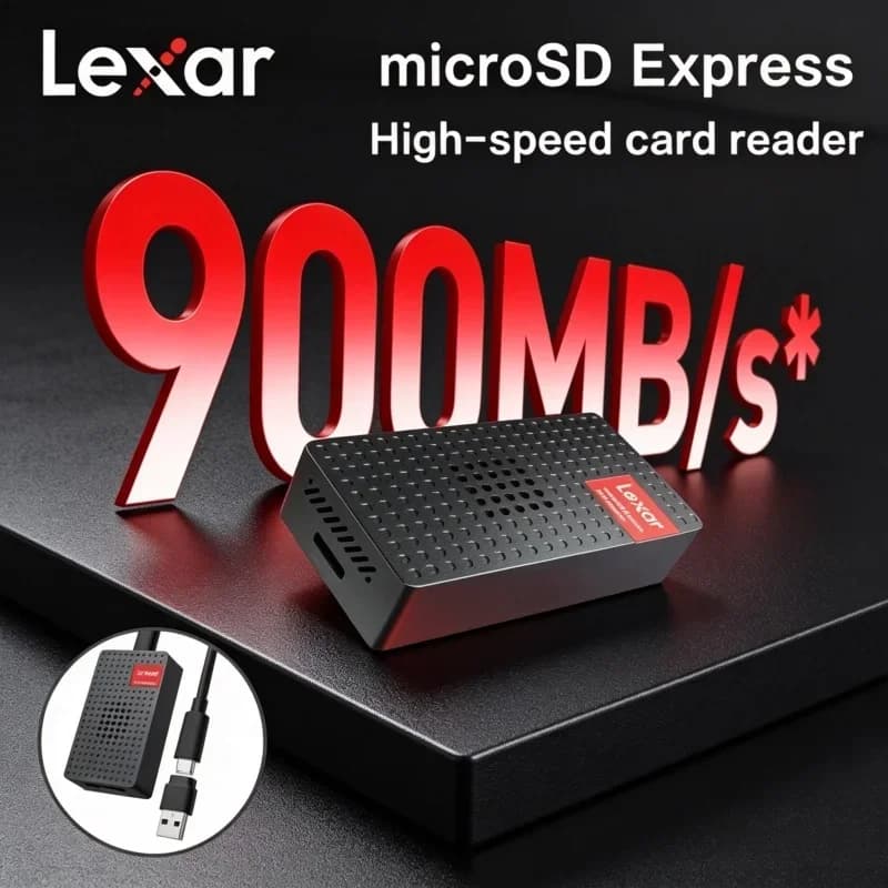 For microSD Express Memory Card Lexar USB3.2 Card Reader Up To 900MB/s Speed Built‑in Cooling Fan Support UHS‑I UHS‑II TF Cards
