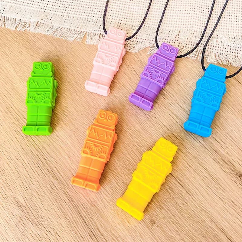 Collana per dentizione in silicone Giocattoli da masticare Ciondolo gommoso sensoriale per la terapia del motore orale Autismo Sollievo dal TDAH Bambini Massaggiagengive masticabili