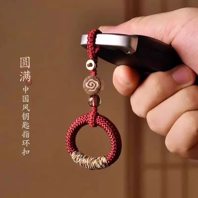Portachiavi in Stile Antico Cinese con Anello Intrecciato, Ciondolo Fatto a Mano, Chiavetta USB, Catena per Telefono, Regalo per Uomini e Donne