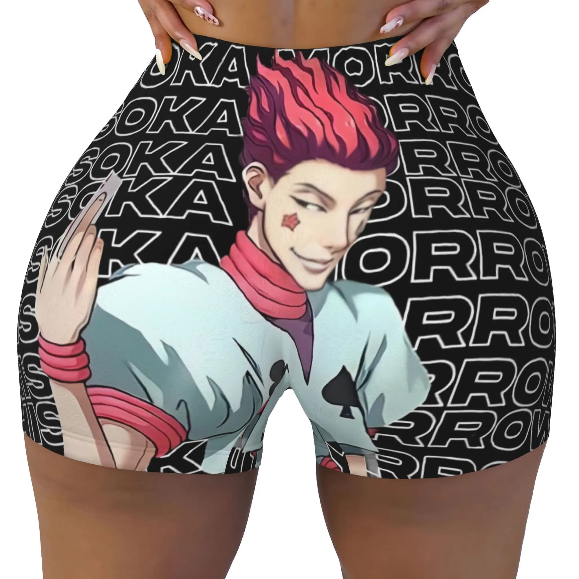 Anime Hunter Japane Manga Hisoka Running Volleyball Workout Shorts for Women Gym Athletic Yoga Shorts