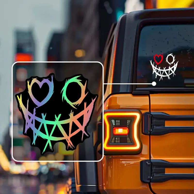 1PC Demon Smiling Waterproof Motorcycle Sticker for Motorbike Helmet Front Fairing Car Window Electric Scooter Vinyl Decal