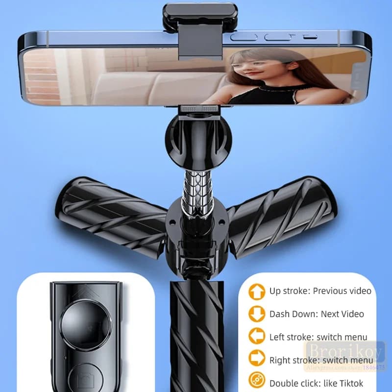 V03 Bastone Selfie Wireless Bluetooth con Mini Treppiede Pieghevole e Telecomando per Telefono e Action Camera per iPhone